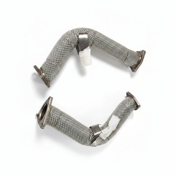 Audi 3.0T test pipes with dual-layer heat shielding for the supercharged EA837 V6