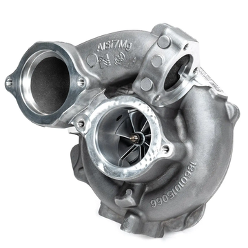 Audi S4 turbocharger, performance car part, close-up on metallic housing and turbine