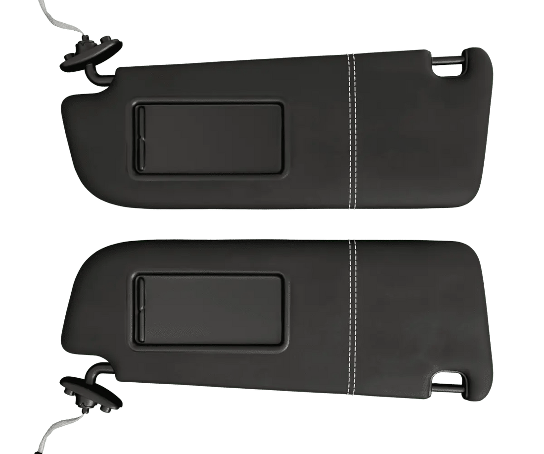 Audi A8 D4 sun visors with Alcantara upholstery for 2010-2017 models, featuring sleek, beige interior car accessories.