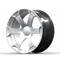 Silver performance alloy wheel with six spokes for Audi vehicles on white background