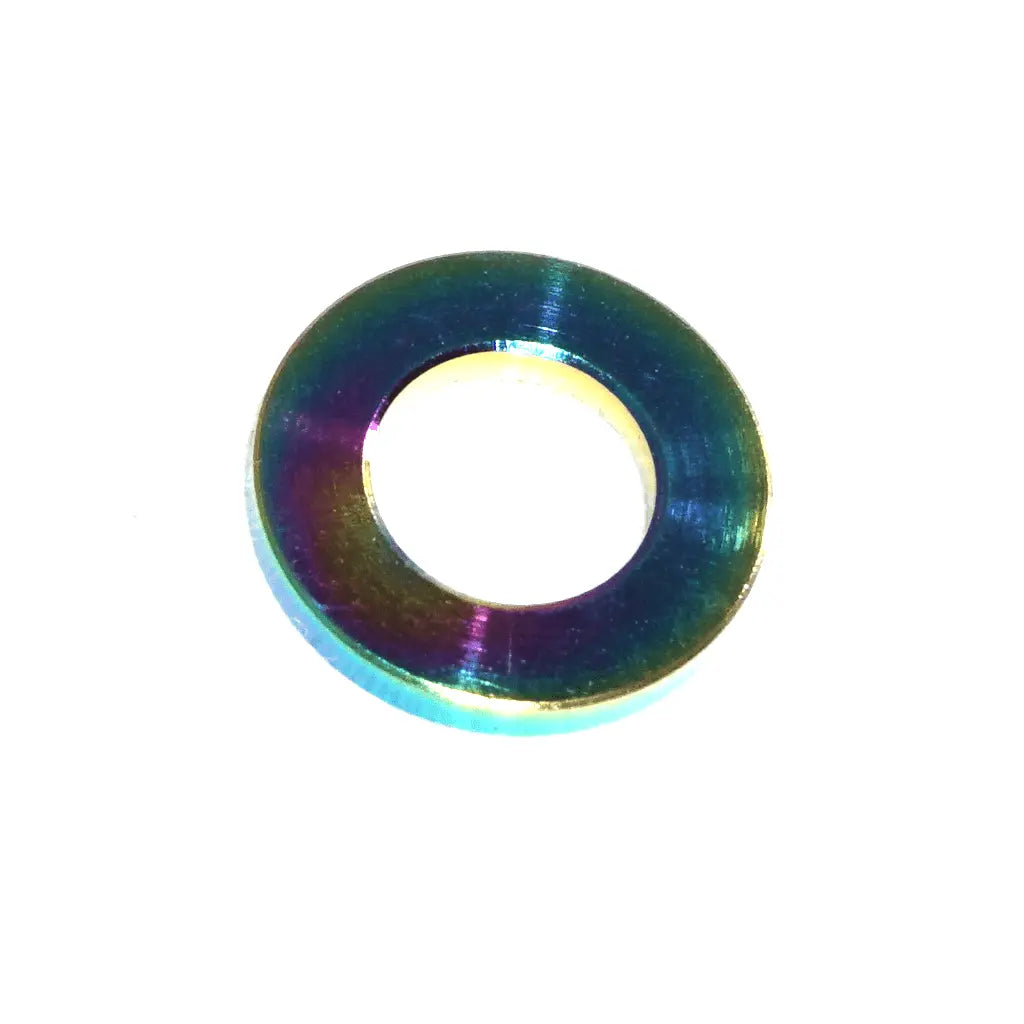 Titanium Grade-5 M8 flat washer by ZSPEC Design, showing a smooth, flat metal washer for mechanical use.