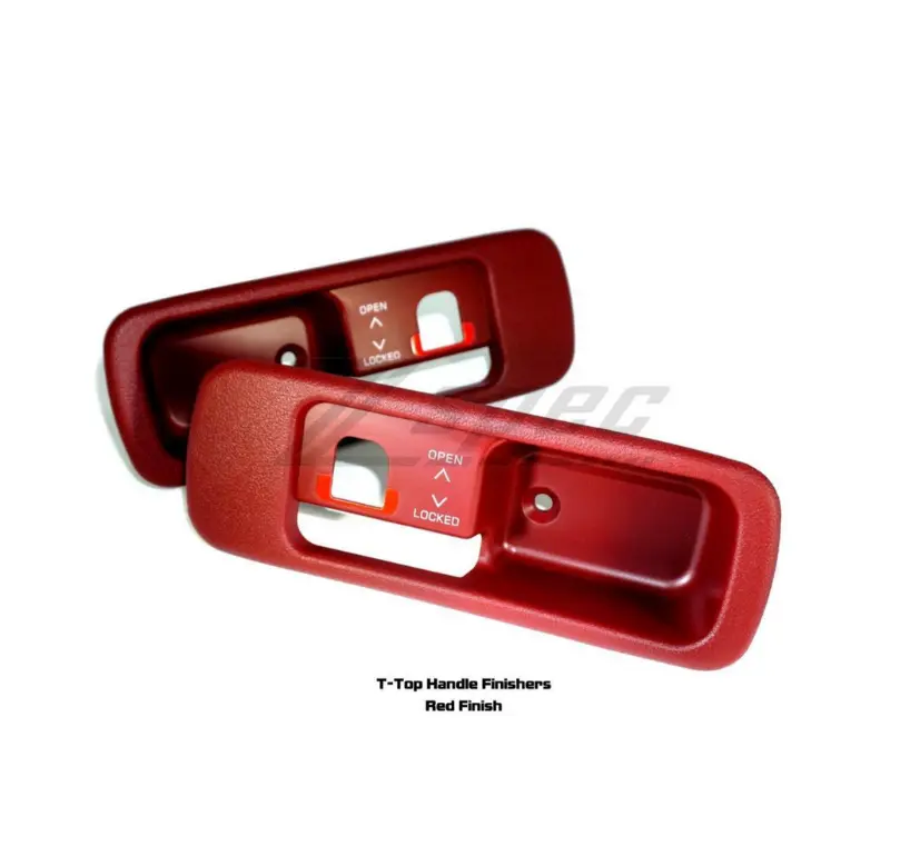 ZSPEC Design T-Top handle finisher set for Nissan Z32 300ZX with non-locking T-tops, showing black plastic finish and handle details.