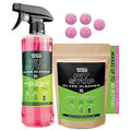 WASH&WHIPS Pit Stop Glass and all-surface cleaner refill tablets, showing packaging and cleaning tablets for 5 gallons of cleaner.