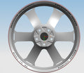 3D render of a silver 5-spoke aluminum forged performance wheel for Audi vehicles