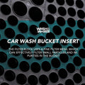 WASH&WHIPS Pit Stop Particle Interceptor car wash dirt strainer fitting 5 or 3.5 gallon buckets, with mesh filter for debris removal.
