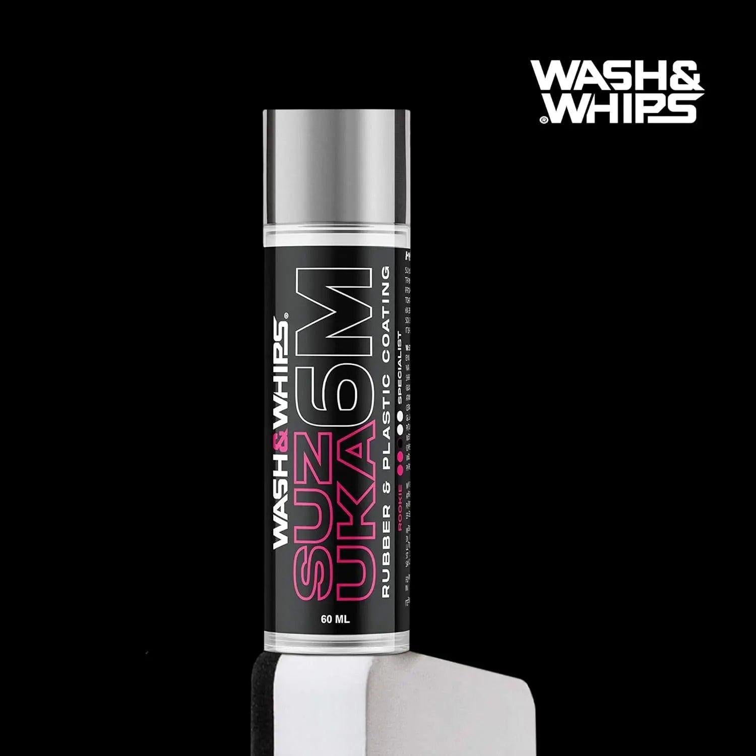 WASH&WHIPS Suzuka 6M rubber and plastic coating for cars, 60ml bottle, restores and enhances black plastic and rubber surfaces.