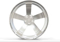 Forged silver alloy wheel with five spokes, engraved rim, high-performance Audi part