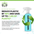 WASH&WHIPS Pit Stop Glass Cleaner refill tablets for all surfaces, shown in a container with tablets ready for cleaning use.