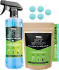WASH&WHIPS Pit Stop Glass Cleaner and All Surface Cleaner refill tablets, compact packaging with labeled product details.