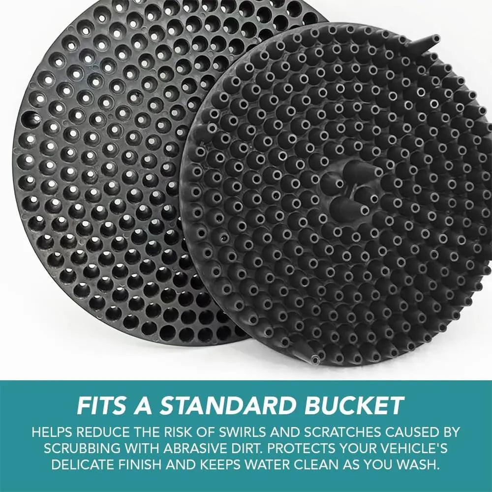 WASH&WHIPS Pit Stop Particle Interceptor car wash dirt strainer fitting 5 or 3.5-gallon buckets for debris filtration.