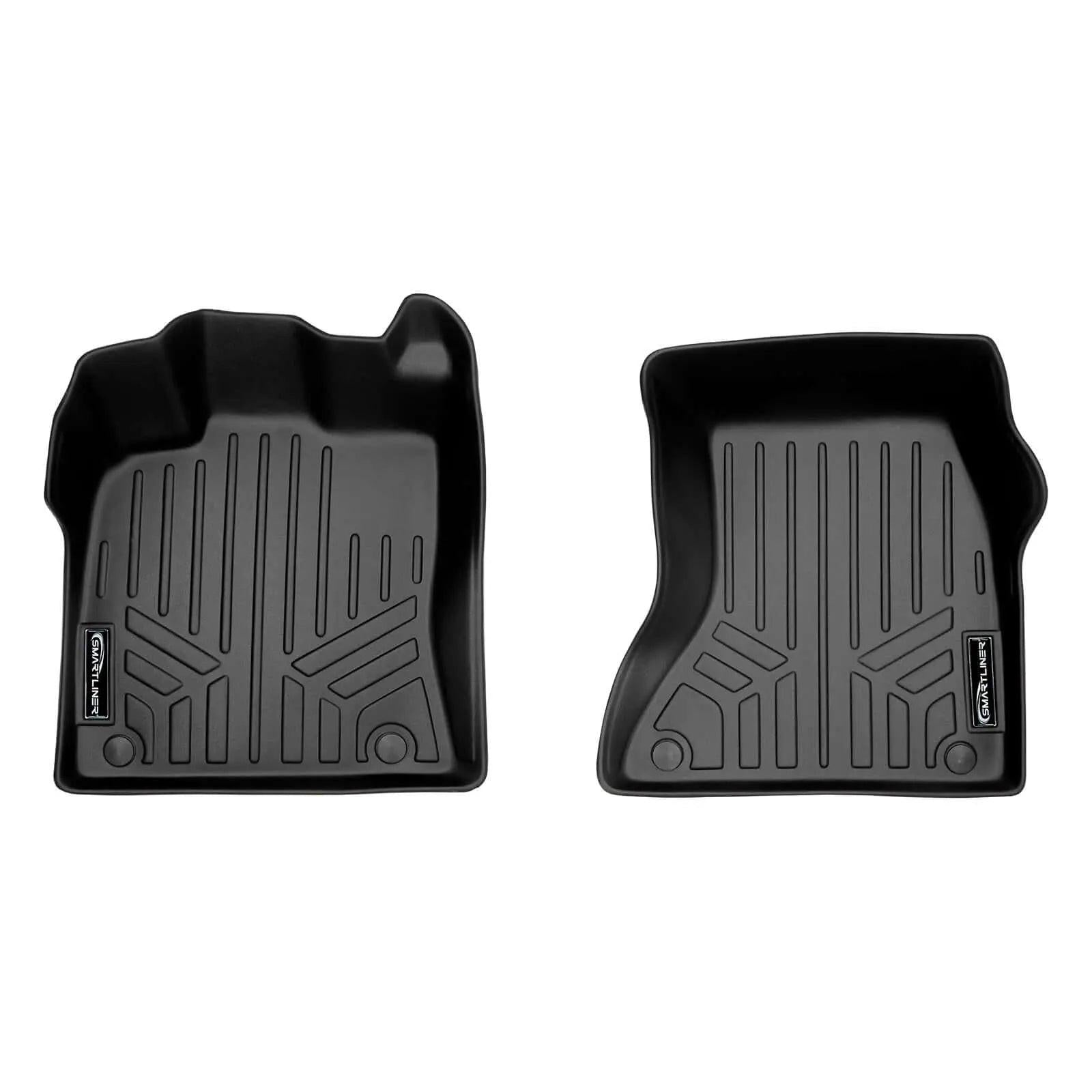 Black custom-fit Audi all-weather floor mats, durable rubber with raised edges