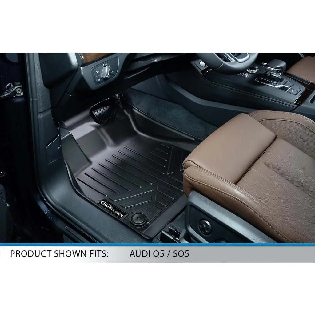 Custom-fit all-weather floor mat installed in Audi Q5 SQ5 front passenger interior.