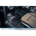 Custom black floor mat installed on front passenger side of Audi Q5 or SQ5 with brown seats