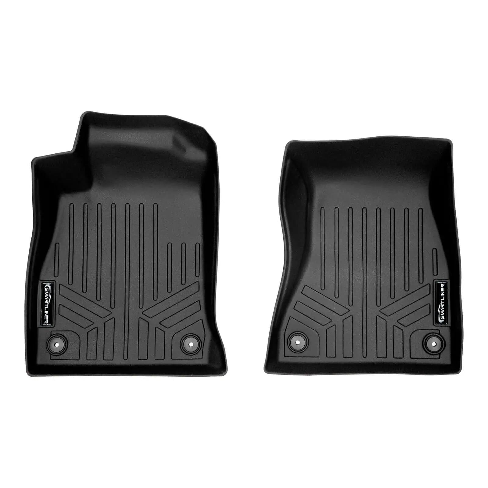 Black custom fit Audi floor mats, durable rubber, textured for all-weather protection