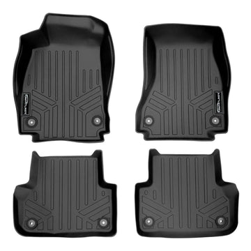 Smartliner USA custom fit floor liners for 2017-2025 Audi A4 and S4 interior, showing durable, molded black vehicle floor protection.