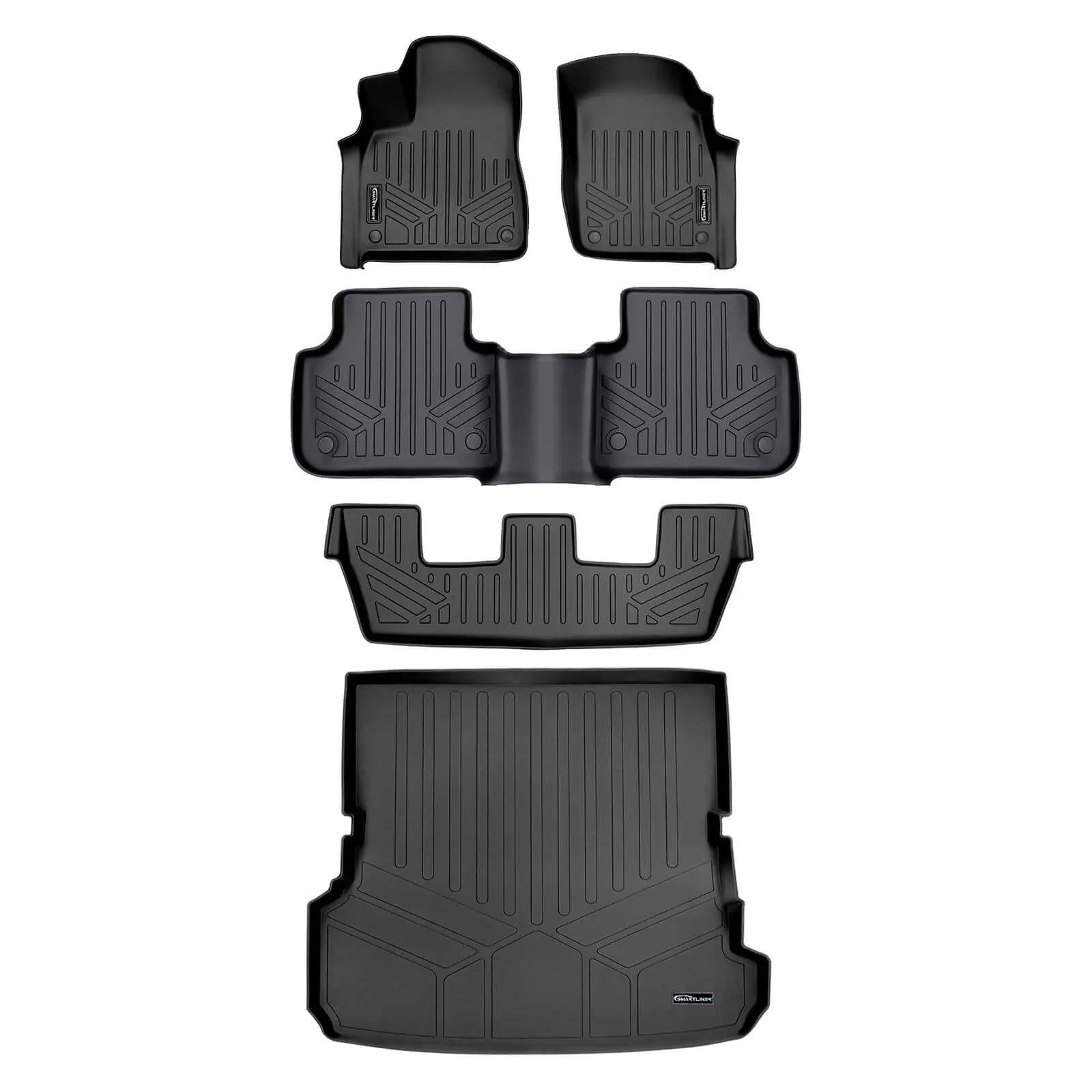 Black custom-fit Audi floor mats and trunk liner set, heavy-duty all-weather car mats