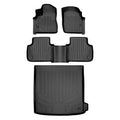 Custom fit black all-weather Audi rubber floor mats and cargo liner set, top view
