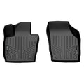 Black all-weather Audi floor mats set for driver and passenger side, durable and custom-fit.