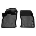 Black custom-fit Audi front floor mats with raised edges and textured surface