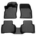 Set of black custom-fit rubber all-weather car floor mats, front and rear row