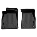 Black custom-fit Audi car floor mats, all-weather rubber with raised edges and textured design