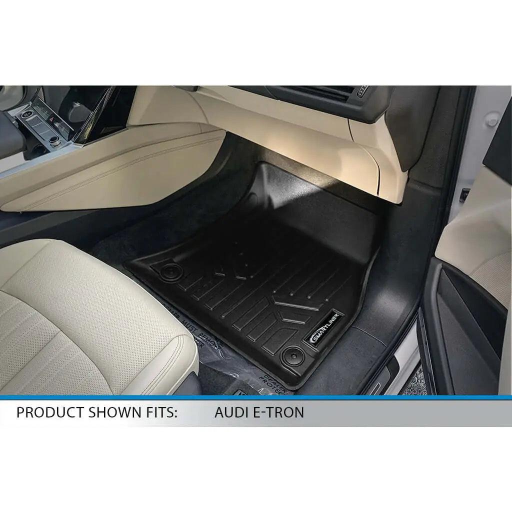Custom black floor mat for Audi E-Tron front passenger seat in beige interior