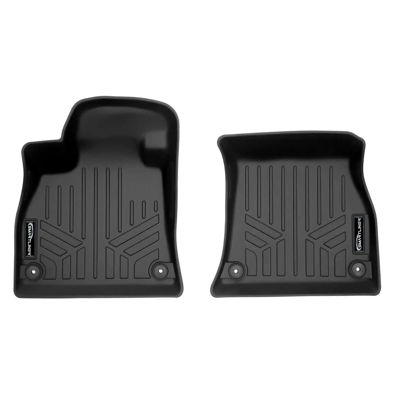 Black custom-fit Audi floor mats, all-weather rubber car liners, set of two