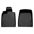 Black custom-fit all-weather Audi floor mats with textured grooves, top-down view