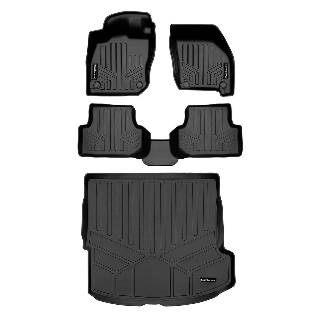 Black custom-fit all-weather floor mats and trunk liner set for Audi vehicle