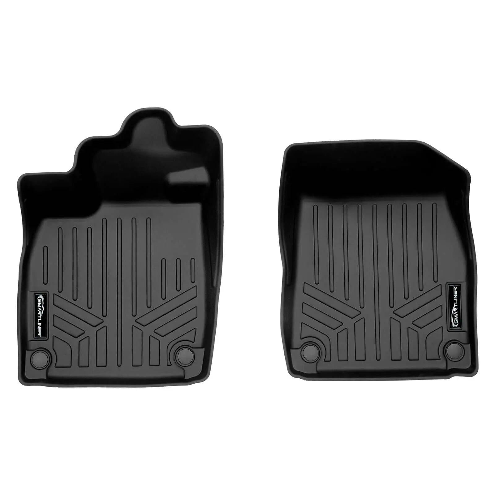 Black custom-fit Audi floor mats, heavy-duty all-weather car liners, textured surface
