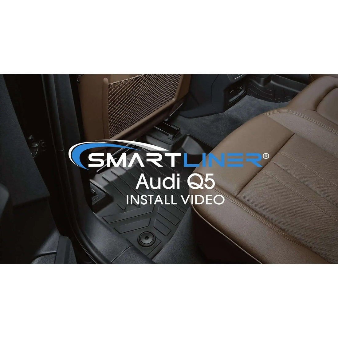 Audi Q5 rear seat with brown leather and custom black floor liner, Smartliner install video