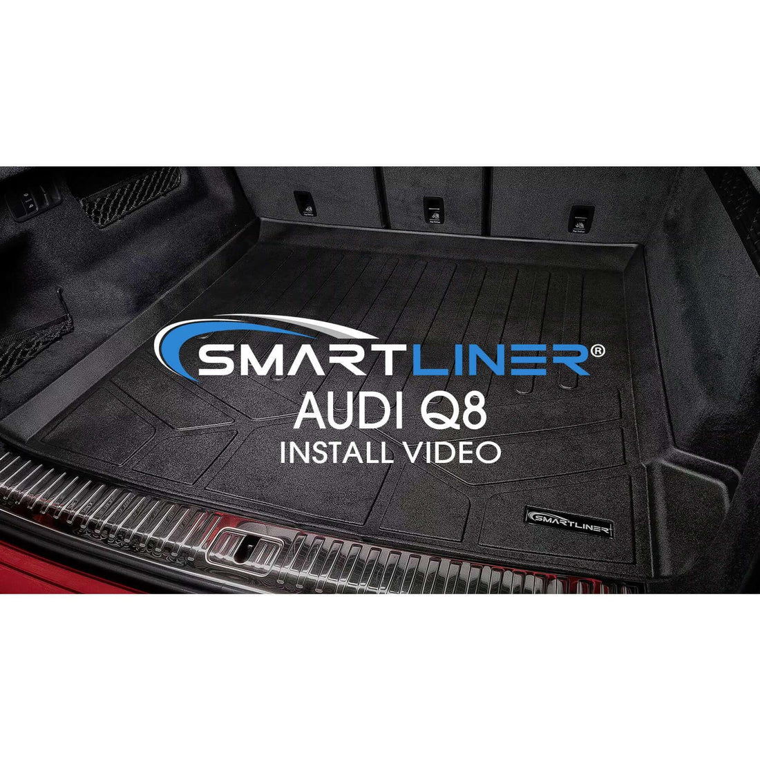 Audi Q8 trunk with custom fit Smartliner cargo mat, black textured interior