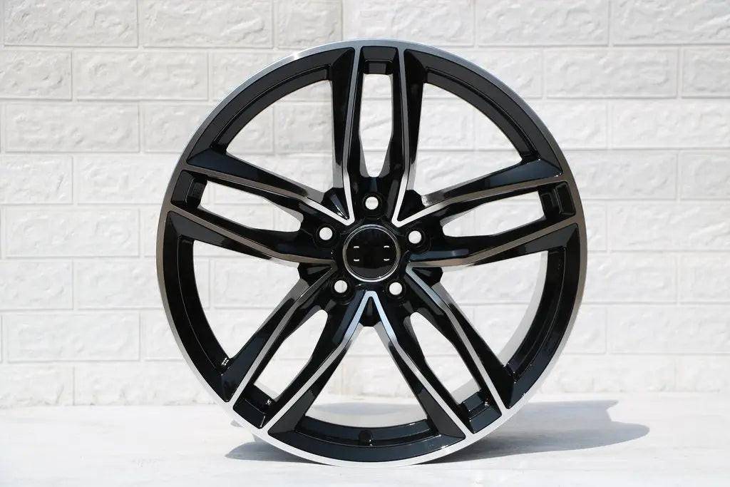19-inch black machined face wheels for Audi RS6 and A4 models, featuring multi-spoke design by WheeloutletNJ.