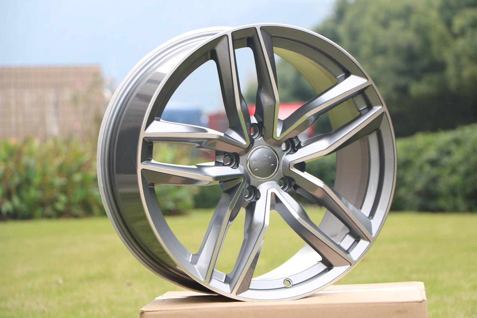 Audi RS6 wheels by WheeloutletNJ, 19-inch gunmetal machined face alloy wheels for Audi A4, A5, Q5, RS7, S6, and more.