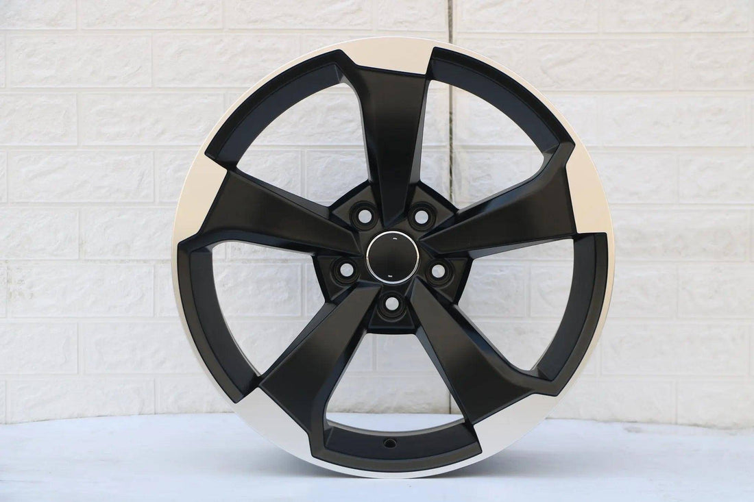 Matte black 20-inch WheeloutletNJ wheels with machined face on an Audi S4, showcasing sleek design for Audi A4, S4, S5, Q3, Q5, and more.