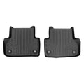 Pair of black Audi front all-weather floor mats with textured pattern