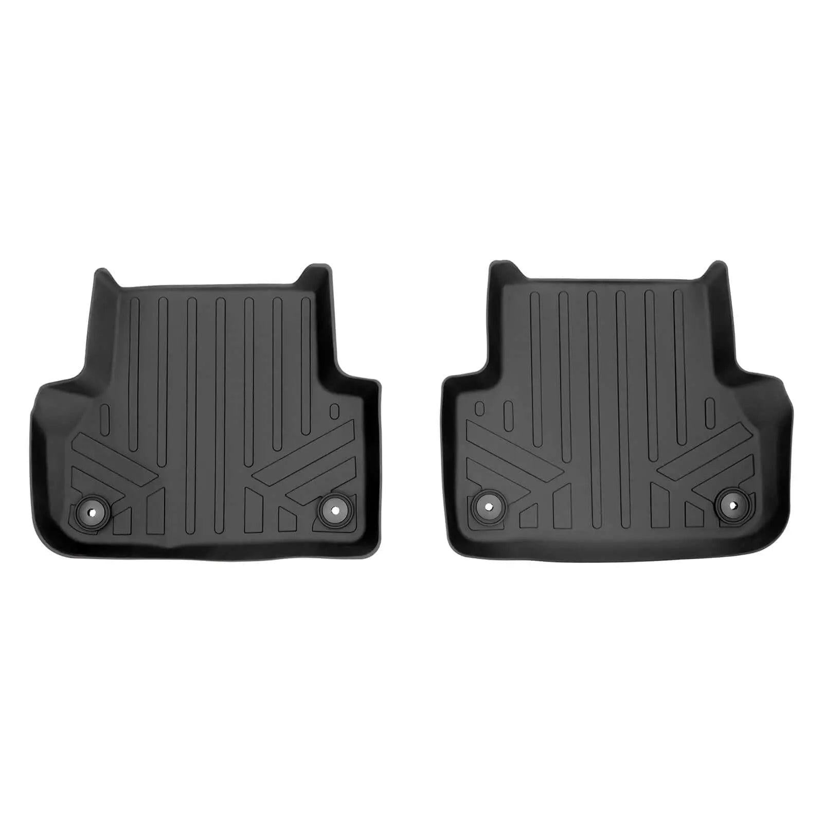 Black custom-fit Audi floor mats, textured rubber, set of two for car interior protection