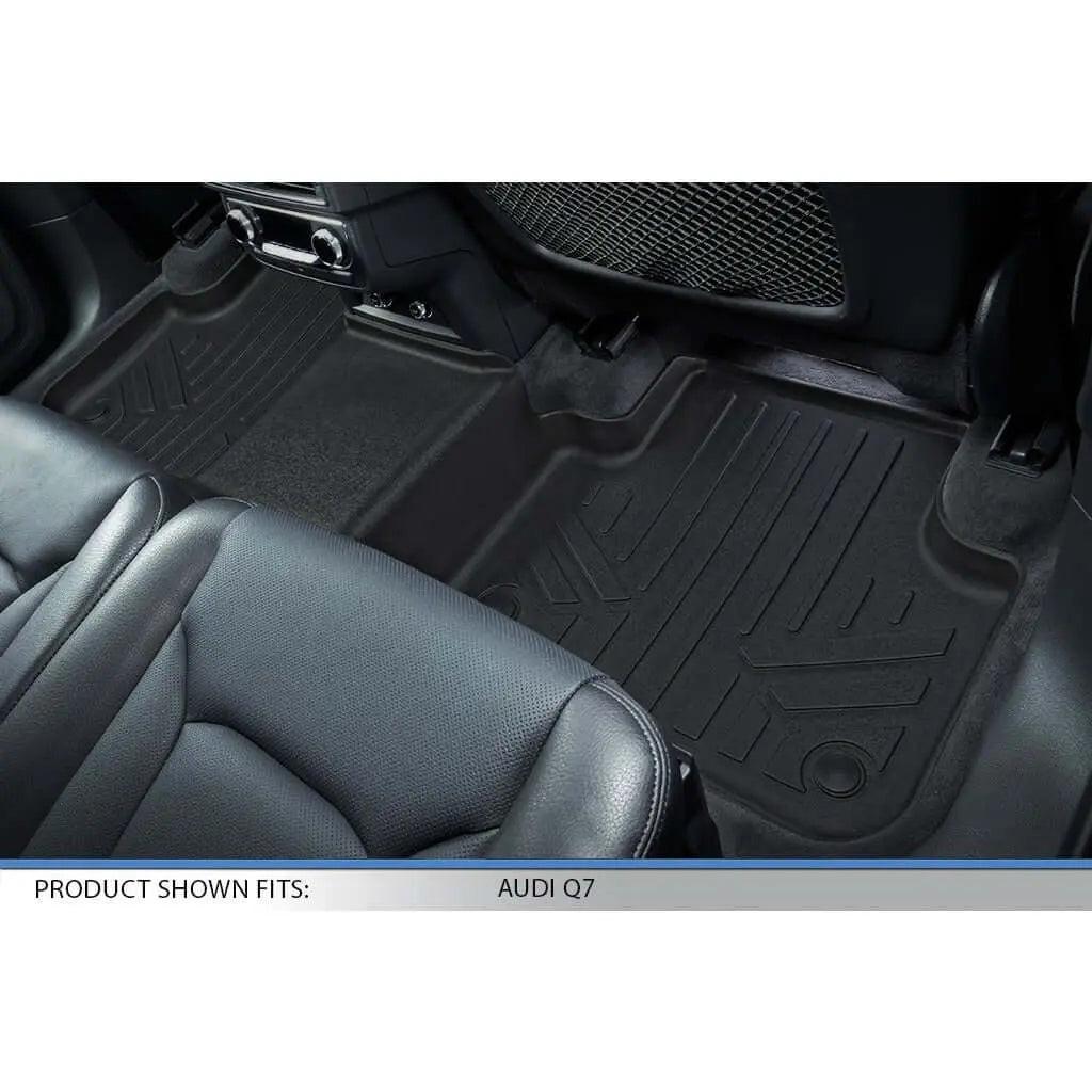 Black all-weather rear floor mats installed in Audi Q7 interior