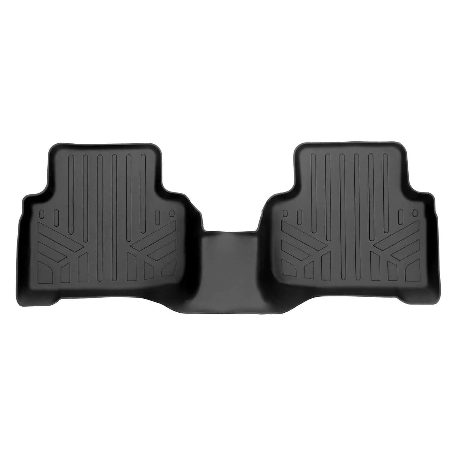 Black custom-fit rear car floor mat with raised edges for Audi interior protection