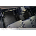 Custom black rear floor mats installed in Audi Q3, showing durable, contoured fit.