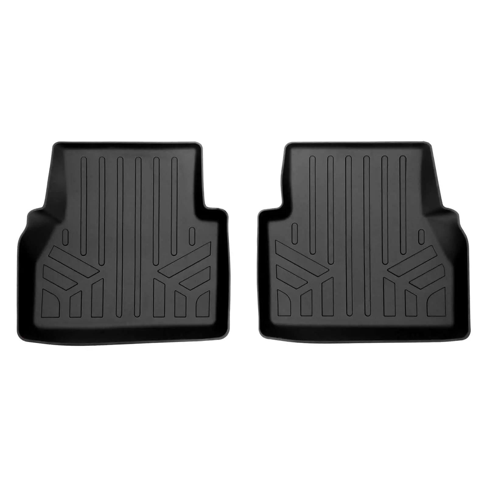 Black custom-fit rubber Audi car floor mats, set of two, with raised edges and textured design