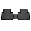 Black rear car floor mat with raised edges and custom grooved pattern for Audi vehicles