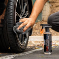 WASH & WHIPS Wheel and Tire Wash & Shine Kit with brushes and cleaning tools for vehicle wheels and tires.