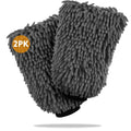 WASH&WHIPS microfiber chenille car cleaning mitt set with two soft, plush mitts for gentle vehicle cleaning and detailing.