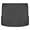 Black custom-fit Audi trunk cargo liner with raised edges and Smartliner logo
