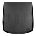 Black custom-fit trunk cargo liner mat with raised edges for Audi, SMARTLINER logo visible.