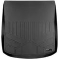 Black custom-fit Audi trunk mat with raised edges and geometric tread design