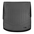 Black custom-fit Audi trunk liner with raised edges and textured surface