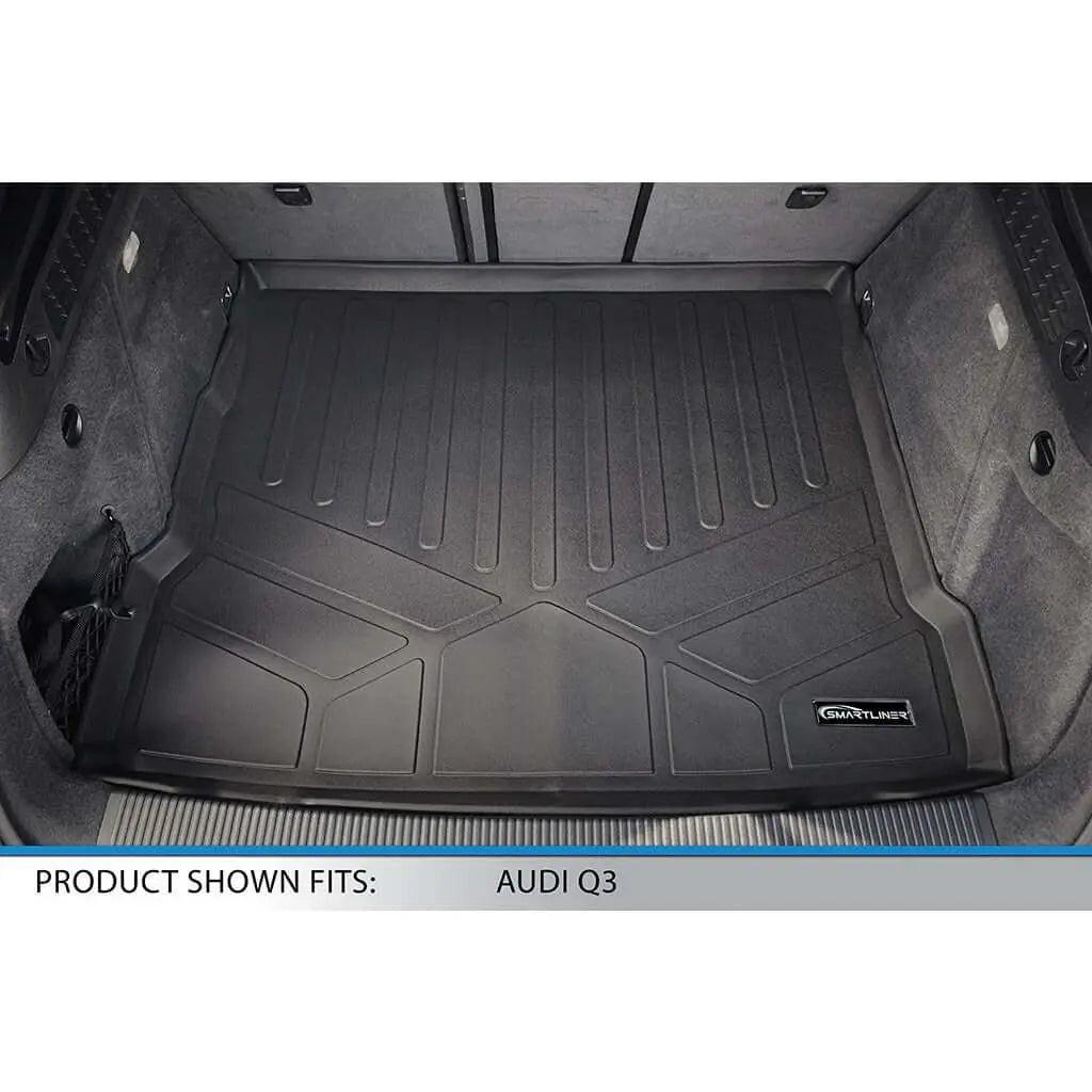 Audi Q3 cargo trunk liner mat with raised edges and textured surface, black Smartliner