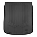 Black custom-fit rubber cargo trunk liner with raised edges and textured grooves for Audi